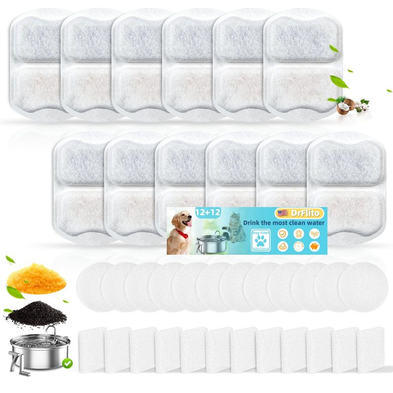 12 Sets Filter Replacement Compatible with oneisall 7L/230oz/1.8G Dog ...