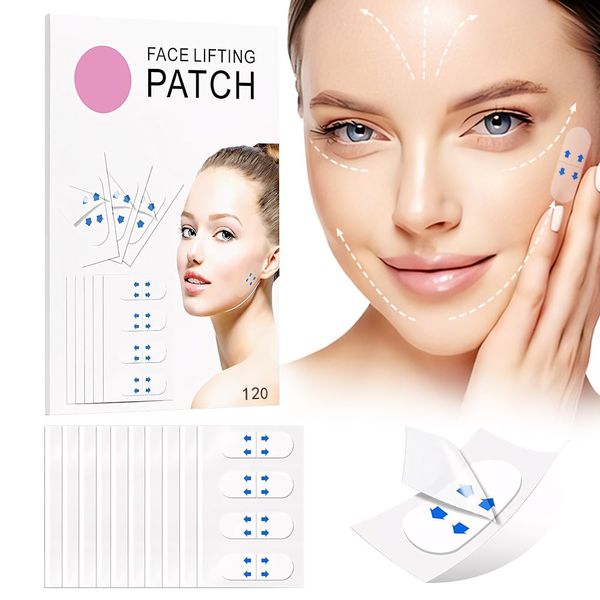 Kaely 120 Pcs Instant Face Lift Tape,Antiaging Body Shaping Tape,Neck Lifting Tape for Saggy Skin,Facelift Tape and Bands for Double Chin Jowls Thigh,Creates V-Shaped Face