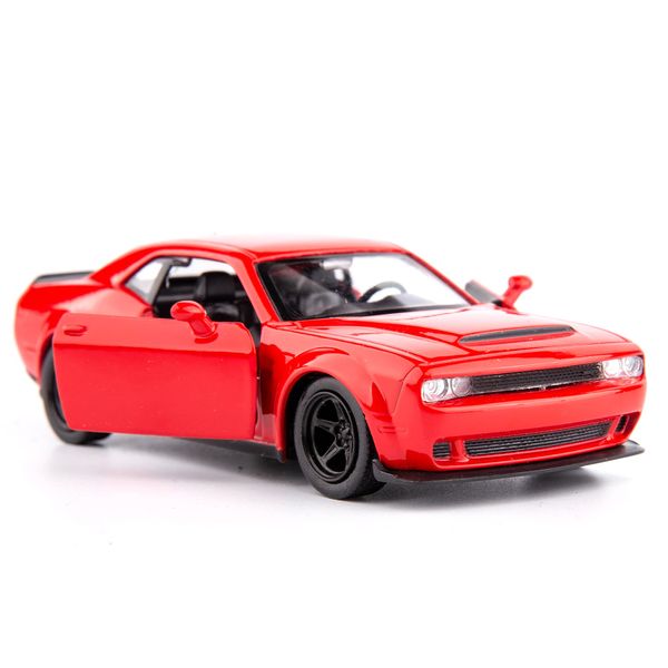 TGRCM-CZ 1/36 Scale Dodge Challenger Casting Car Model, Zinc Alloy Toy Car for Kids, Pull Back Vehicles Toy Car for Toddlers Kids Boys Girls Gift (Red)