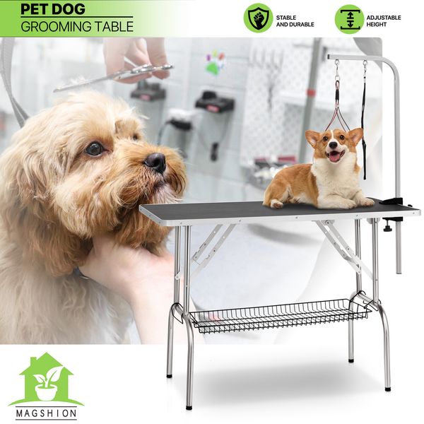 43" Folding Pet Grooming Table[ADJUSTABLE ARM+NOOSE]Dog Cat Trimming Drying Desk