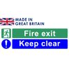 Pack of 5 self adhesive vinyl Fire exit keep clear signs