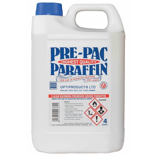 Opticare Pre-Pac Paraffin in 4L, Paraffin Oil for Greenhouse Heaters, Garden Heaters, Oil Burners, Liquid Paraffin Fuel for Garden Oil Lamps - 4 Litres