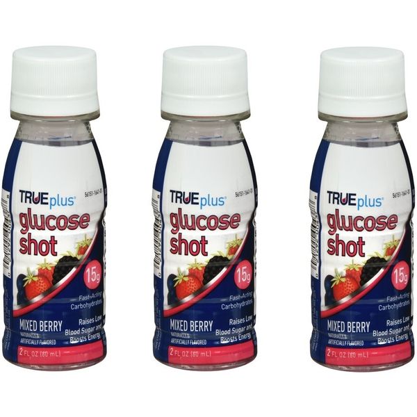 TruePlus Glucose Shot 15gm Mixed Berry Flavor 2oz (3 Pack)