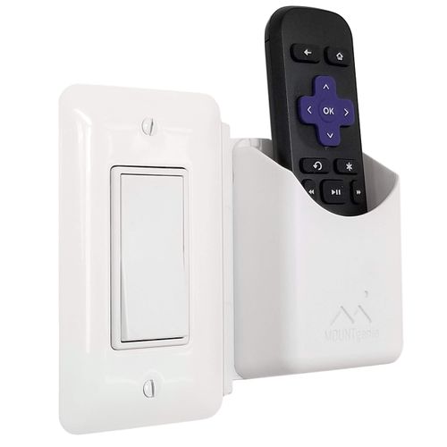 The No-Screwups Remote Control Holder by Mount Genie (White): Wall Mount with No Damaging Screws or Tape. Installs in seconds on any light switch. Great for TV, Ceiling fan and Roku Remotes.