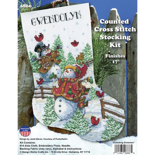 Design Works Crafts Inc. Frolicking Snowman Counted Cross Stitch Stocking Kit