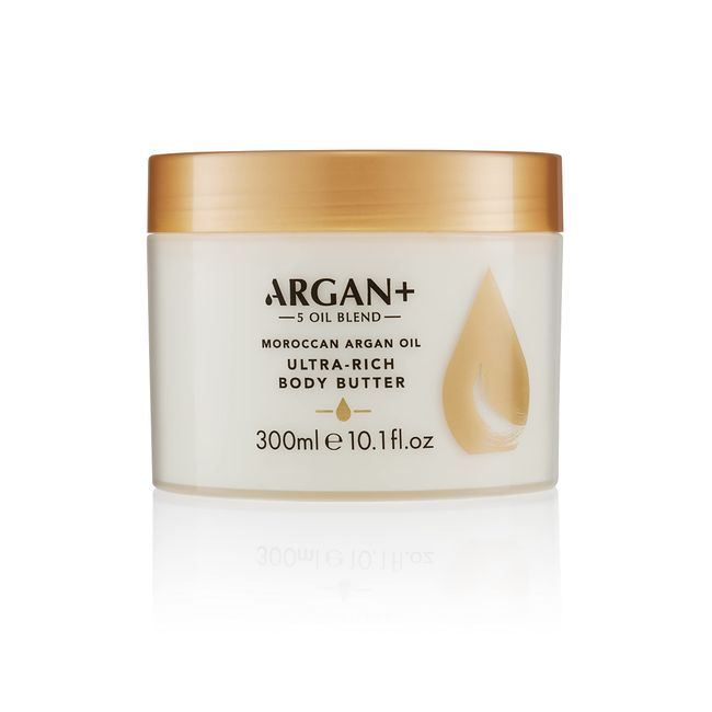 Argan+ Ultra Rich Body Butter, Moroccan Argan Oil Vegan Moisturising Body Cream, 300ml