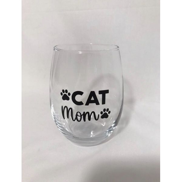 Stemless Wine Glass, Wine, Gifts, Home Decor, Cat Mom, Pets