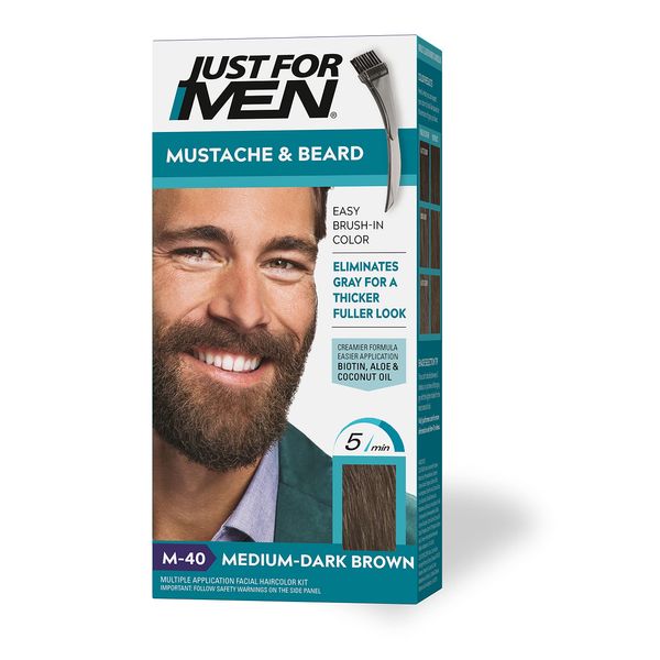 Just for Men Brush-In Color Gel for Mustache Beard & Sideburns Medium-Dark Brown M-40