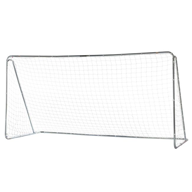 Franklin Sports Competition Soccer Goal - Steel Backyard Soccer Goal with All Weather Net - Includes 6 Ground Stakes - 12'x6' Soccer Goal - Silver