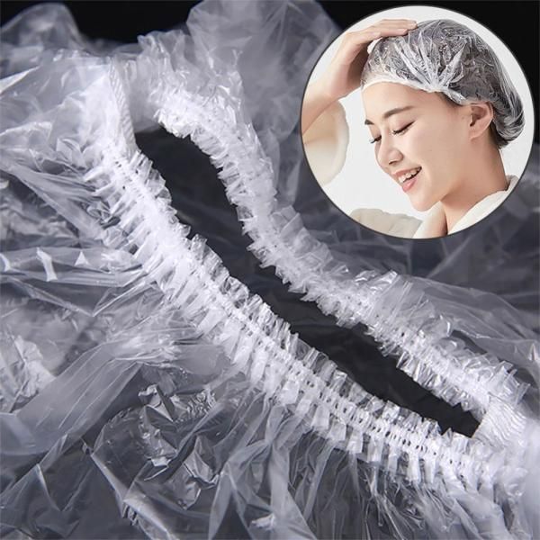 Disposable Hair Cap 100pcs Vinyl Dyeing Perm Shower Hair Cap Disposable Shower Cap Beauty E-Her Cap Dyeing Hair Cap