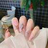 24pcs Lovely Elegant Nail Medium Length Fake Nails Girls Party Amusement Park Sequin Decoration Pure Color Nail Tips
