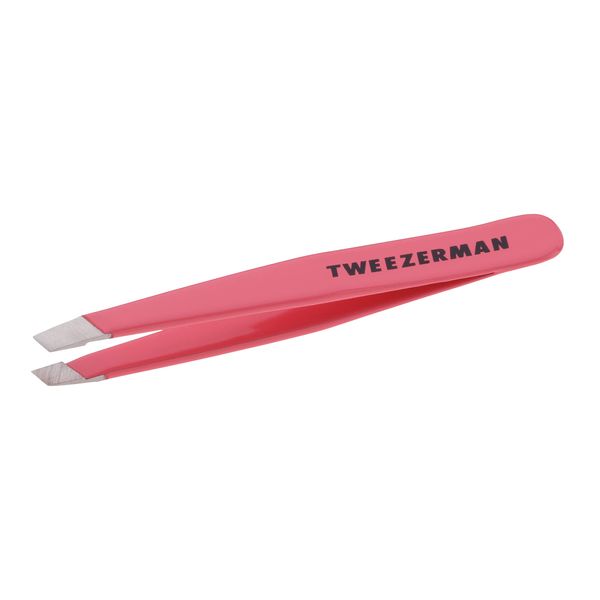 TWEEZERMAN Tweezers Mini Version with Hand-Filled Angled Tip for Eyebrow Plucking, Geranium