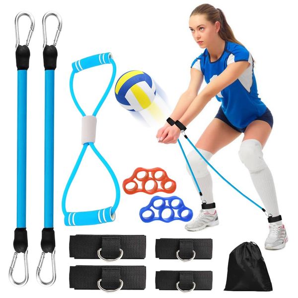 Volleyball Training Equipment,Volleyball Pass Aid Resistance Band,Elastic Rope Exercise Resistance Bands,Resistance Belt Set for Agility, Serving, Arm Swing Passing Training