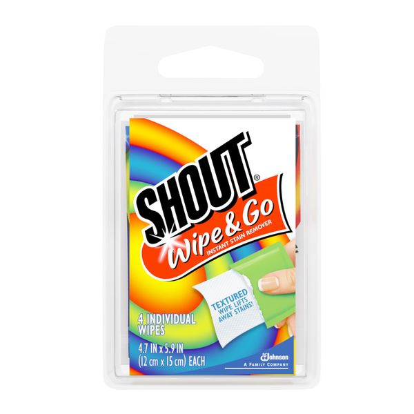 Shout Wipe 4 Sheets Portable Stain Remover