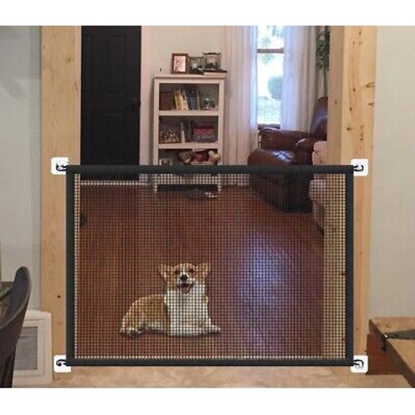 Dog Gate The Ingenious Mesh Magic Pet Gate For Dogs Safe Guard Dog Fences NOS