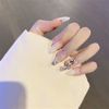 24pcs Cream Long Nail Tips Sequin Decoration Pure Color Nail Tips Fake Nails Girls Party Amusement Park