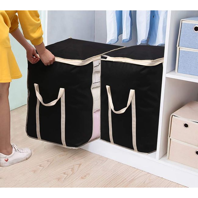 4 Large Non-woven Storage Bags With Windows, Foldable Clothes Storage With  Zipper And Handle, Under Bed Storage Bags For Quilts, Pillows, Clothes, Bla