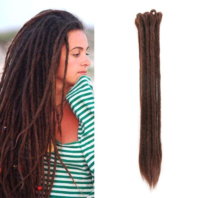 Dsoar Dreadlocks Extension Zöpfe Haarverlängerung Synthetik Braiding Haar 12 Stränge 20 Inch Synthetische Dreadlocks für Männer/Damen Volle Hippie Haarverlängerungen