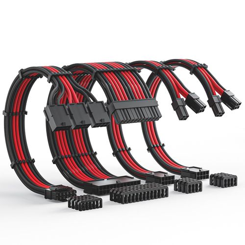 AsiaHorse 12VHPWR Cable Extension Kit, 16AWG Pcie 5.0 PSU Cable Extension Kit Soft Braided Power Supply Cable Extension, 24pin ATX /4+4pin EPS /12+4pin 30CM Length with Cable Combs