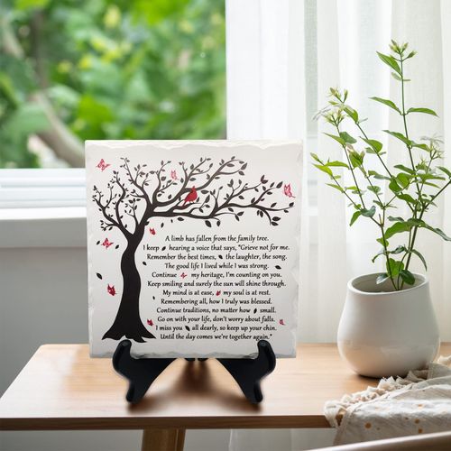 Sympathy Plaque Sympathy Gift Memorials Gifts Table Decor Bereavement Gift Condolences Gifts for lose of loved one, family tree,Cardinal,a limb has fallen poem