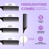Highlighting Combs - Set of 4 Black Highlight Combs - Foiling Combs for Highlighting - Pin Tail Comb for Precise Sectioning - Weaving Combs for Highlighting - Salon Combs Pack
