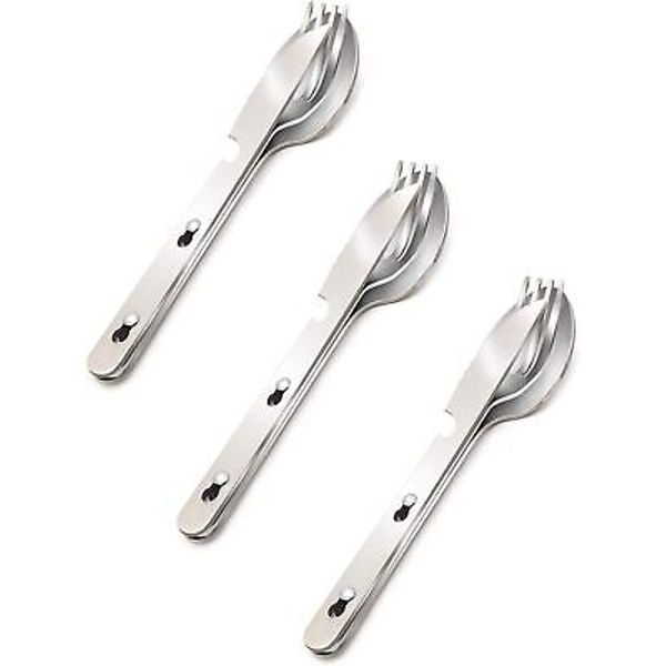 Camping Flatware Set 3 Pack Stainless Steel Cutlery With Detachable Utensils