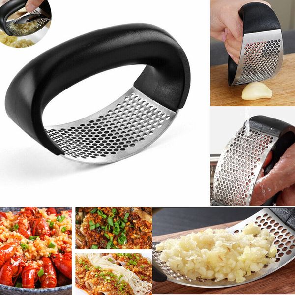 Garlic Press Kitchen Crusher Masher Stainless Steel Manual Fast Squeezer Tool