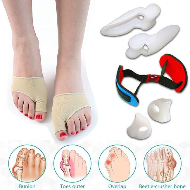 7Pcs Kit Applicable Big Toe Bunion Splint Straightener Corrector Toe Pain Relief