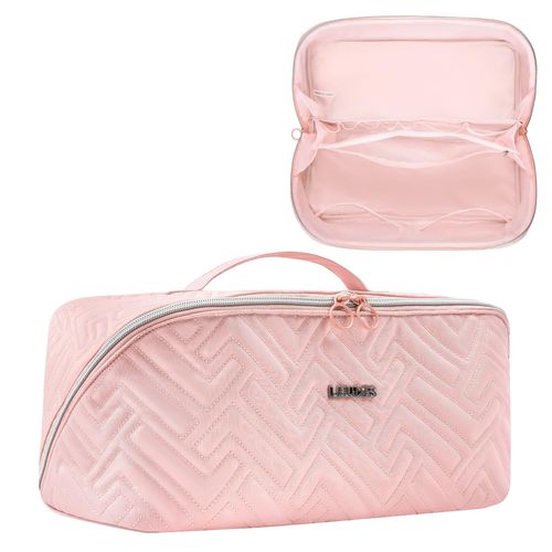 Leudes Hair Tools Travel Bag For Dy son Airwrap Hair Dryer Shark Flex Style Carrying Case Travel Makeup Bag Portable Pouch Open Flat Packing Organizers with Divider and Handle (Pink)