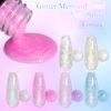 Supwee Pearl Gel Nail Polish Set - 6 Colors Thread Shell Gel Polish Glitter Shimmer Soak Off UV LED Lamp Shiny Pearlescsent Spiral Effect for Home Salon Manicure Gel Nail Kit