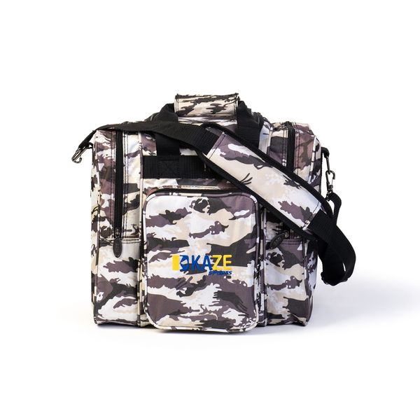 KAZE SPORTS Deluxe Bowling Bag for Single Ball - Tote Bag with Two Side Pockets (White Camo)