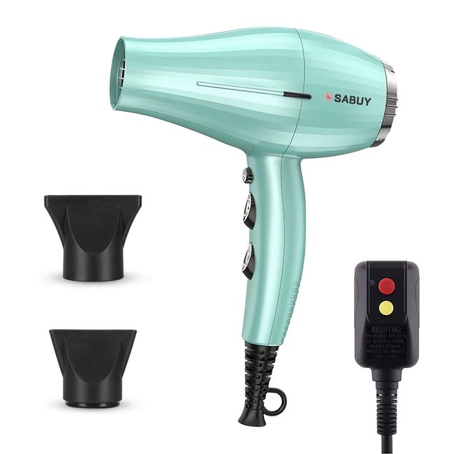 Professional Salon Hair Dryer,2200W Negative Ionic Medium Blow Dryer Low Noise for Fast Drying,AC Motor with 2 Concentrator Nozzle for Constant Temperature Protecting Hair Damage -Green