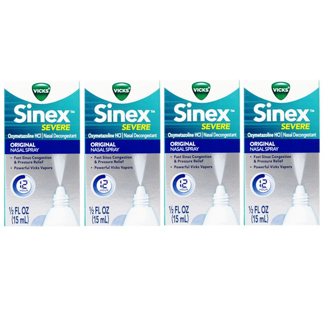 Vicks Sinex Severe Original Nasal Spray Congestion Relief, 0.50 fl oz - 4 Pack