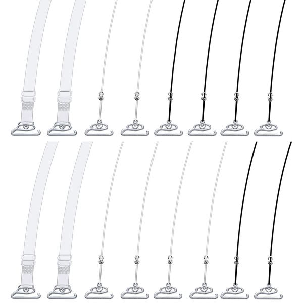 Yafe 8 Pair Clear Bras Straps for Women, Invisible Bra Straps Holder Stop Slipping Clear Back Strap Bra See Through Bra Straps for Women Strapless Bras