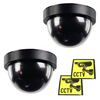 Ex-Pro Black Dummy/Fake CCTV Security Dome Camera With built-in Flashing LED [2 PACK]