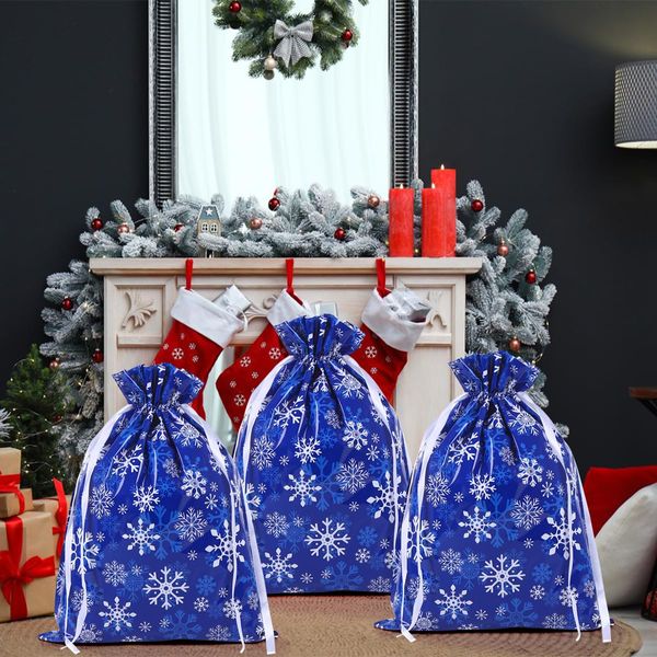DXTXTJ Extra Large Christmas Drawstring Gift Bags, 39 * 51cm, Multipack, Snowflake Reusable Bags for Presents