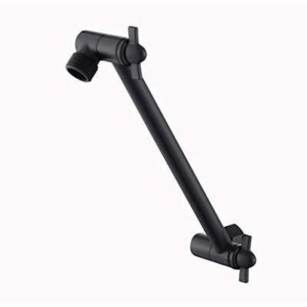 Adjustable Shower Head Extension Arm, Brass Shower Arm with 8in Matte Black