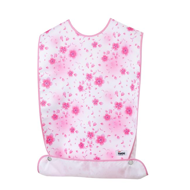 [Hathi] [Spill-proof Apron] Nursing Apron, Meal Apron, Nursing Care, Waterproof Apron, Nano Water Repellent, Highly Durable, Specialty Shop for Medical Care Products, pink (flower)