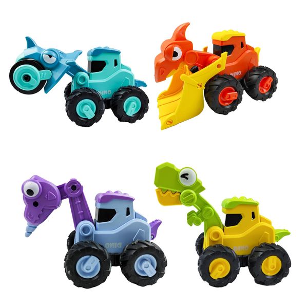 NSUKAKULU Press Engineering Toy Car Dinosaur Team,4 PCS Smooth No Burrs Inertial Glide, Help The Baby's Movement Ability 18 Months or More Baby Gift