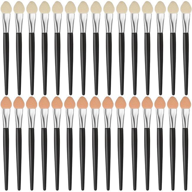 Eyeshadow Applicators, 30 Peces Eyeshadow Brush Sponge Brushes Makeup Applicator 7.5 cm/3 Inch Reusable Foam Tip Makeup Eye Shadow Applicator Brush Set Washable Ink Paints Painting Small Brushes