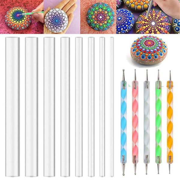 13 Pcs Mandala Art Dotting Tools, Rock Painting Kit Mandala Ball Stylus Dotting Tools Nail Art Pens Acrylic Rods for DIY Stone Drawing Polymer Clay Pottery Craft