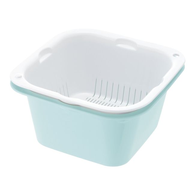 Richell Colander, Mint Blue, 6.8 fl oz (2,000 ml), Sherry Salbaton, Large Shori, Deep, Antibacterial Treatment