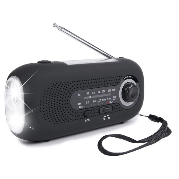 Disaster Prevention Radio, Radio Light, Disaster Preparedness Goods, Portable AM FM Weather Radio, 2,000 mAh, Multi-functional Solar Radio, Hand Crank Radio, USB Rechargeable Radio, High Brightness