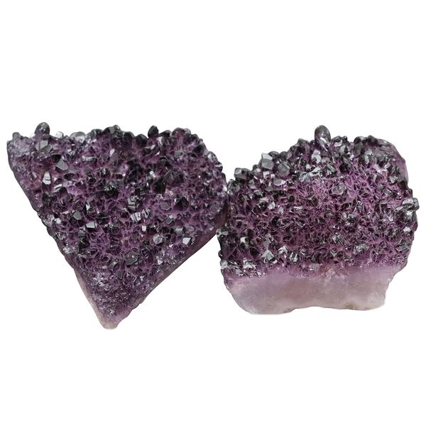 FASHIONZAADI Mothers Day Amethyst Crystal Cluster For Table Decor & Reiki Healing Gemstone Sculpture Crystals (Set of 2) For Home Decor And Living Room Decoration Best Gift For Mom