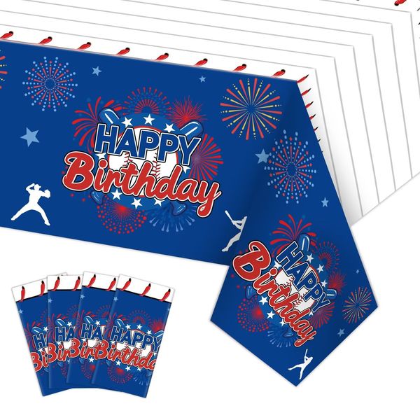 BQN 4 Pcs Baseball Tablecloths Baseball Party Decorations
