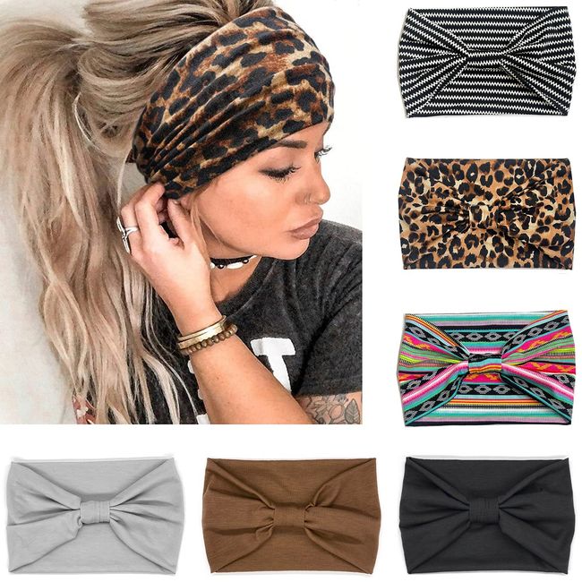 VENUSTE Wide Headbands for Women's Hair, Boho Fashion Knotted Head Bands for Adult Women Hair Accessories, 6PCS