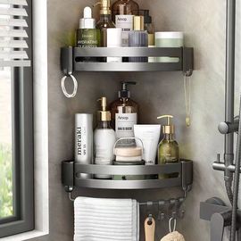 Gold Bathroom Shelves Black Silver Corner Shelf Wall Mounted