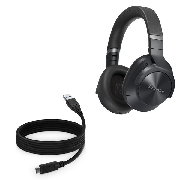 BoxWave Cable Compatible with Technics EAH-A800 - DirectSync - USB 3.0 A to USB 3.1 Type C, USB C Charge and Sync Cable - 6ft - Black
