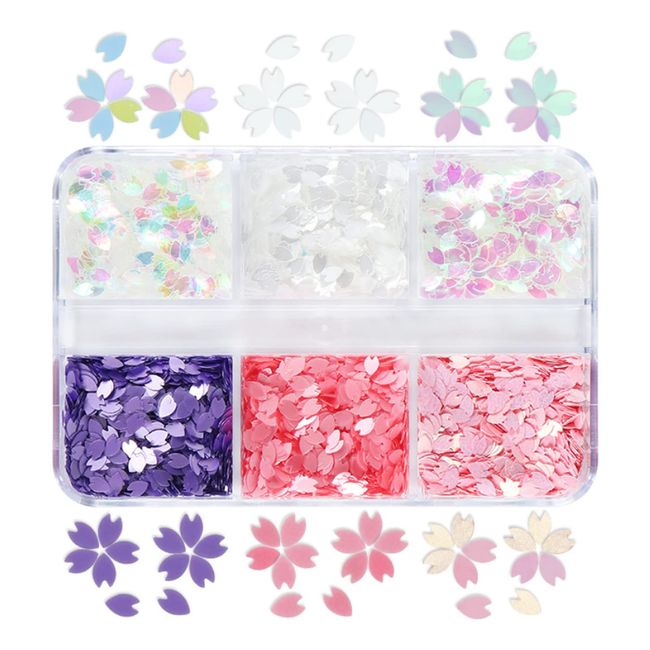 Nail Parts Sakura Hologram Cherry Blossom 3D Nail Deco Parts Sequins Nail Art Accessory Parts Gel Nails Resin Encapsulation Parts Nail Design Decorative Accessories