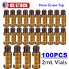 100PCS 2mL Autosampler Vials 100Pk HPLC 9-425 Amber LAB Writing Patch&Graduation